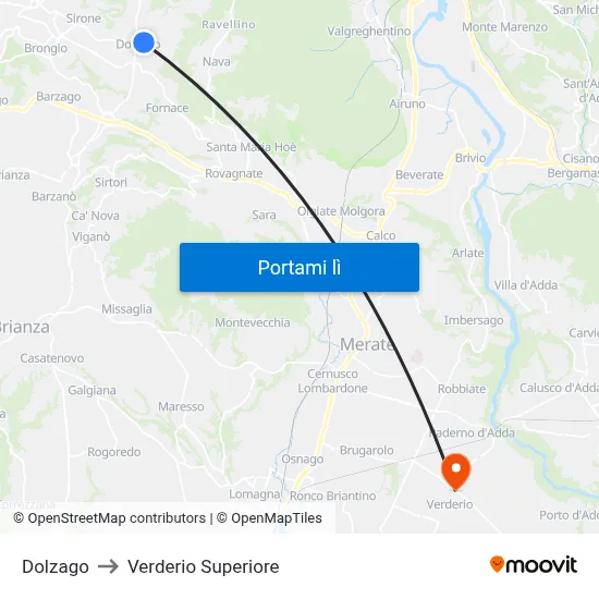 Dolzago to Verderio Superiore map