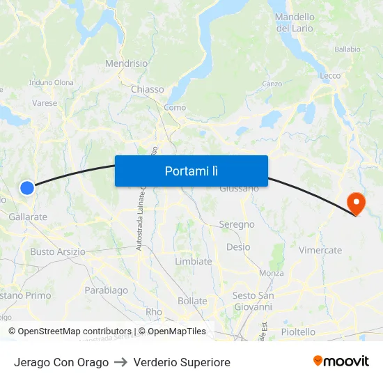 Jerago Con Orago to Verderio Superiore map