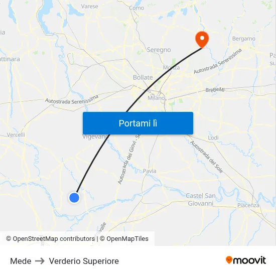 Mede to Verderio Superiore map