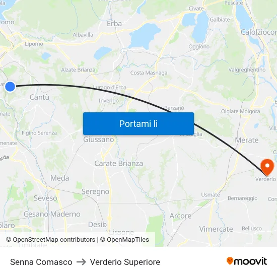 Senna Comasco to Verderio Superiore map