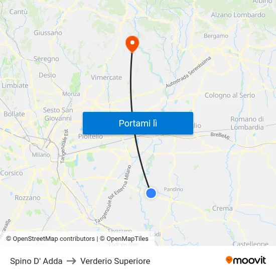 Spino D' Adda to Verderio Superiore map