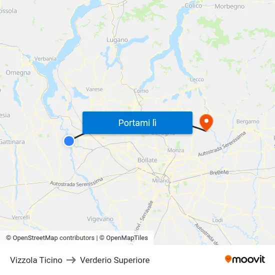 Vizzola Ticino to Verderio Superiore map
