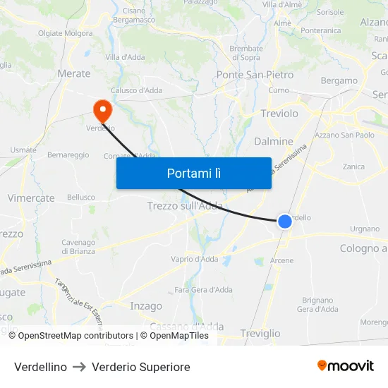 Verdellino to Verderio Superiore map