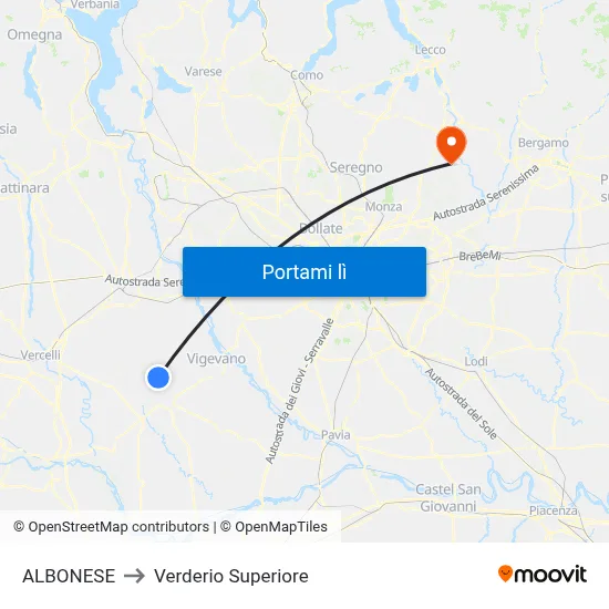 ALBONESE to Verderio Superiore map