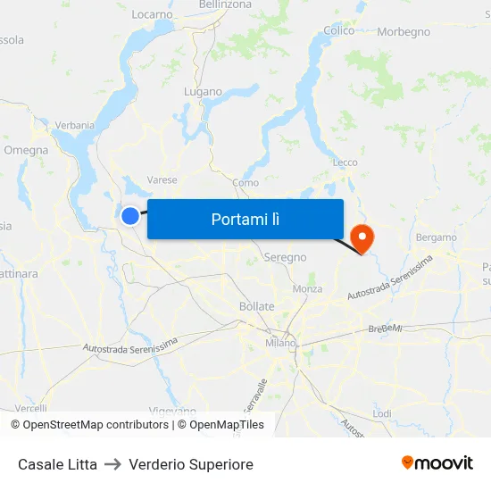 Casale Litta to Verderio Superiore map