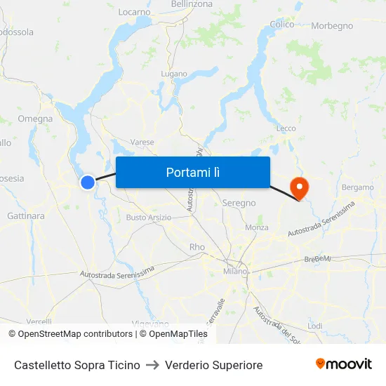 Castelletto Sopra Ticino to Verderio Superiore map