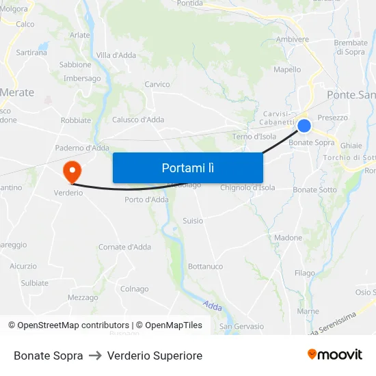 Bonate Sopra to Verderio Superiore map