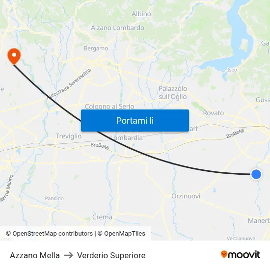 Azzano Mella to Verderio Superiore map