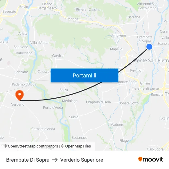 Brembate Di Sopra to Verderio Superiore map