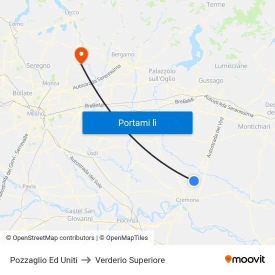 Pozzaglio Ed Uniti to Verderio Superiore map