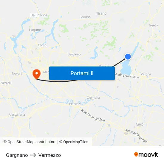 Gargnano to Vermezzo map