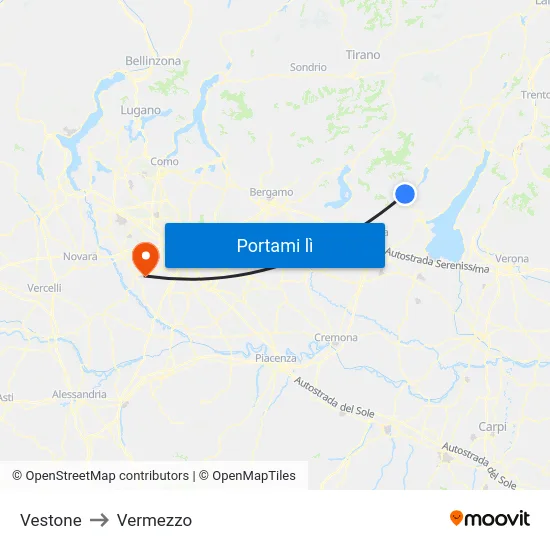 Vestone to Vermezzo map