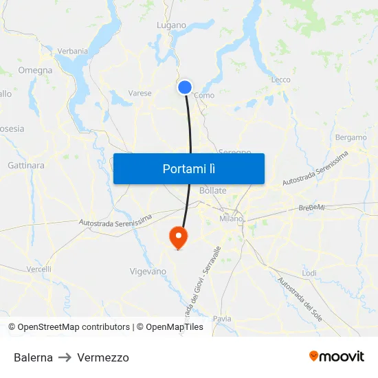 Balerna to Vermezzo map