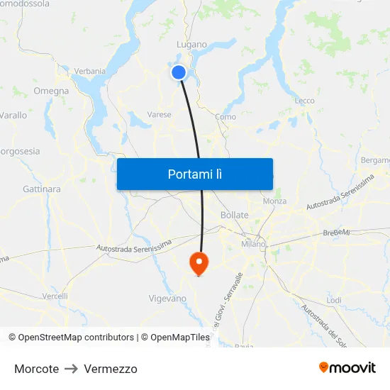 Morcote to Vermezzo map