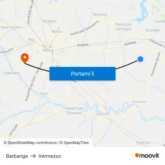 Barbariga to Vermezzo map