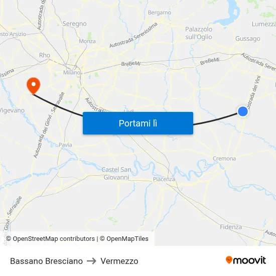 Bassano Bresciano to Vermezzo map