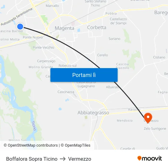 Boffalora Sopra Ticino to Vermezzo map