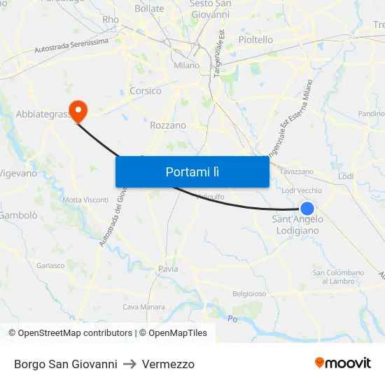 Borgo San Giovanni to Vermezzo map