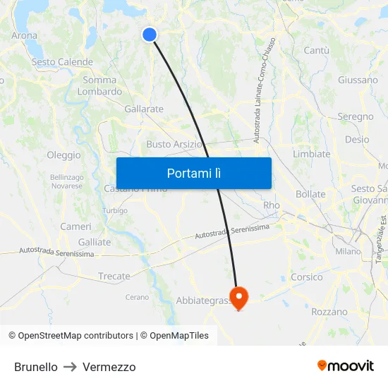 Brunello to Vermezzo map