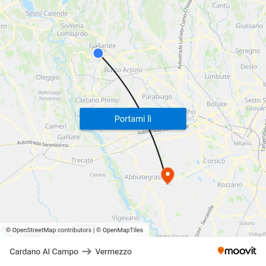 Cardano Al Campo to Vermezzo map