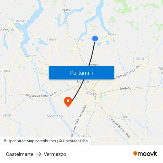 Castelmarte to Vermezzo map