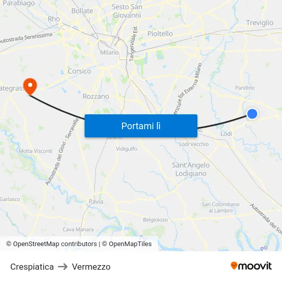 Crespiatica to Vermezzo map