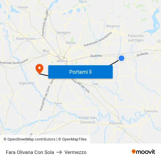 Fara Olivana Con Sola to Vermezzo map