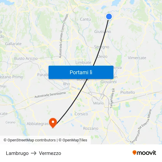 Lambrugo to Vermezzo map