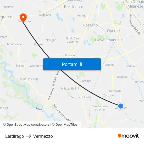 Lardirago to Vermezzo map