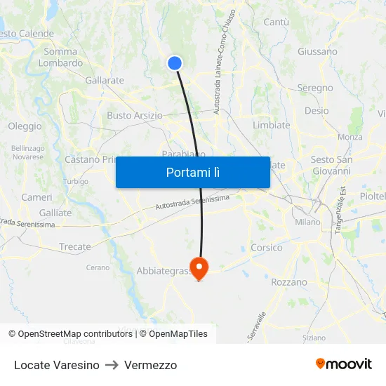 Locate Varesino to Vermezzo map