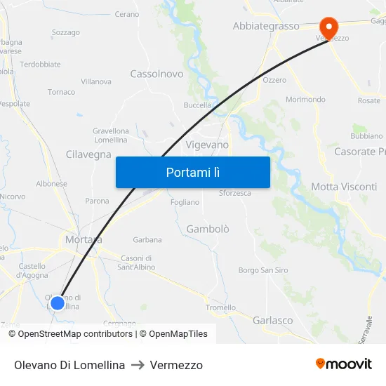 Olevano Di Lomellina to Vermezzo map