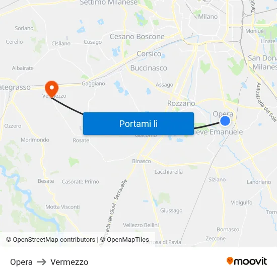 Opera to Vermezzo map