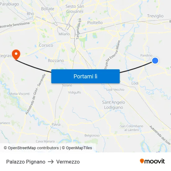 Palazzo Pignano to Vermezzo map