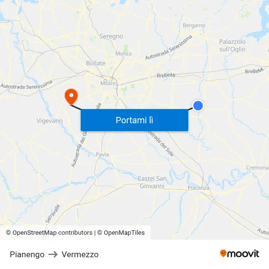 Pianengo to Vermezzo map