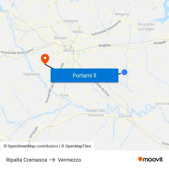 Ripalta Cremasca to Vermezzo map