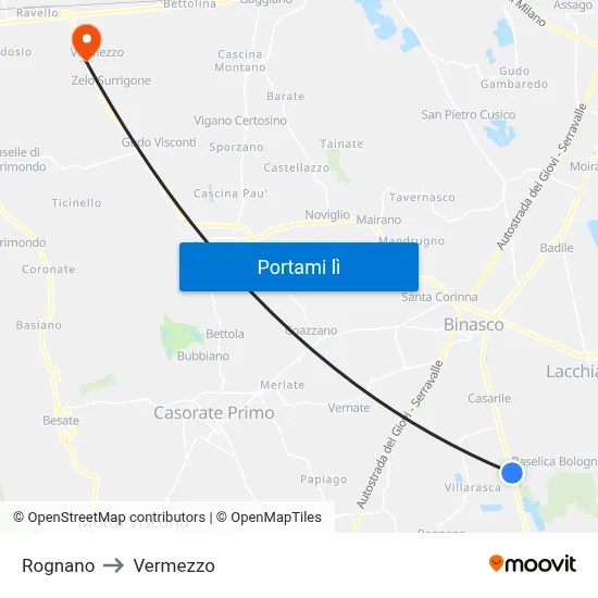 Rognano to Vermezzo map