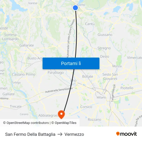 San Fermo Della Battaglia to Vermezzo map