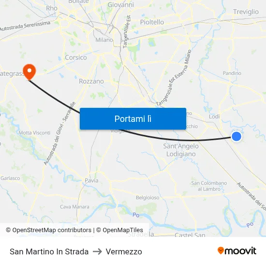 San Martino In Strada to Vermezzo map