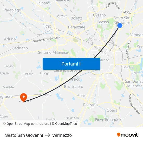 Sesto San Giovanni to Vermezzo map