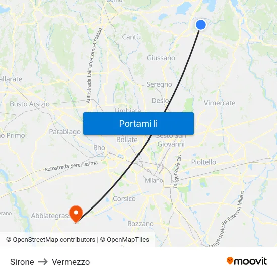 Sirone to Vermezzo map
