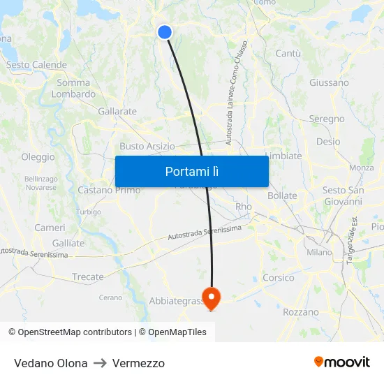 Vedano Olona to Vermezzo map