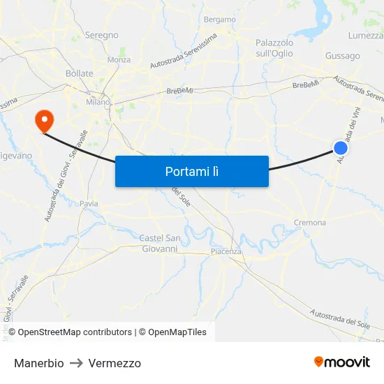 Manerbio to Vermezzo map