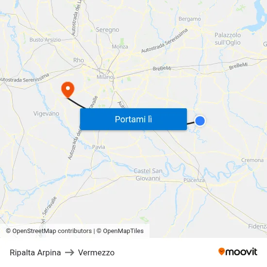 Ripalta Arpina to Vermezzo map