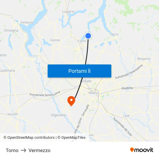 Torno to Vermezzo map
