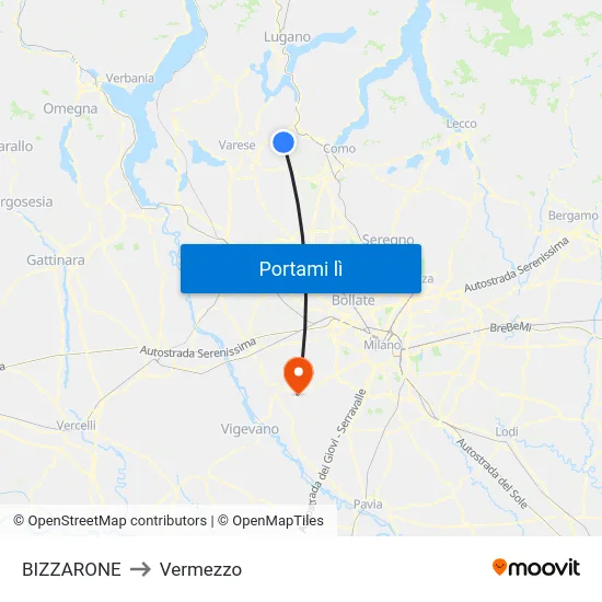 BIZZARONE to Vermezzo map