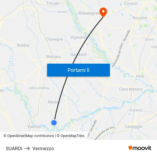 SUARDI to Vermezzo map