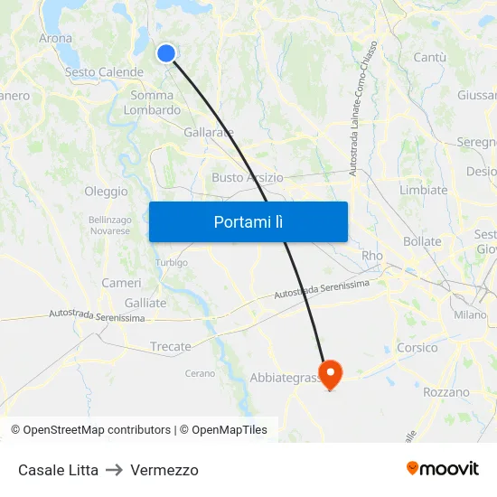 Casale Litta to Vermezzo map
