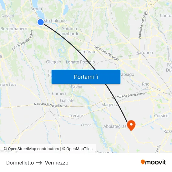 Dormelletto to Vermezzo map