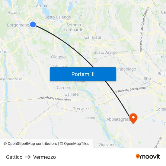 Gattico to Vermezzo map