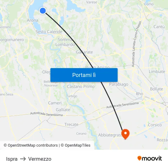 Ispra to Vermezzo map